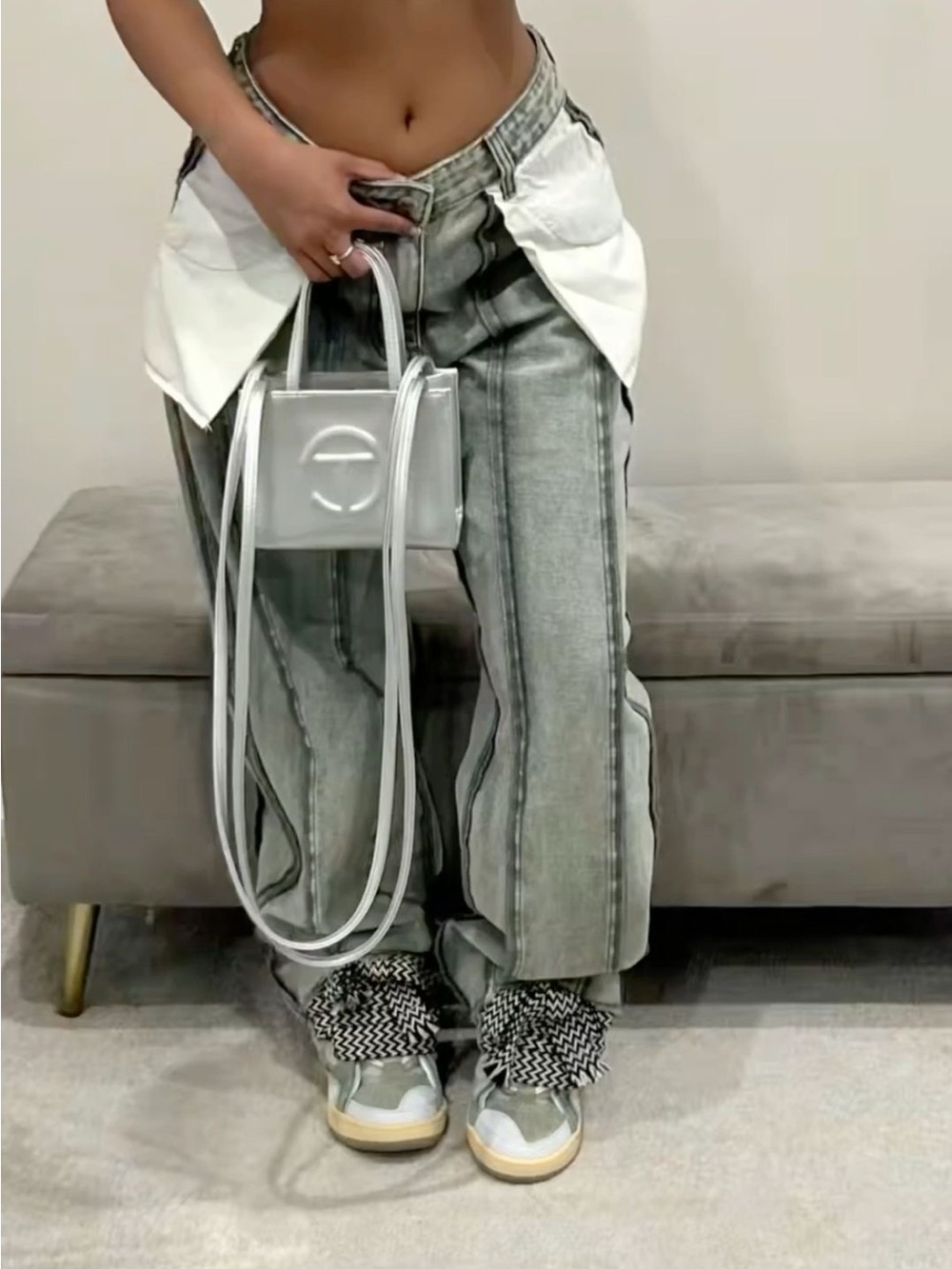 Pretty little thing inside out denim jeans